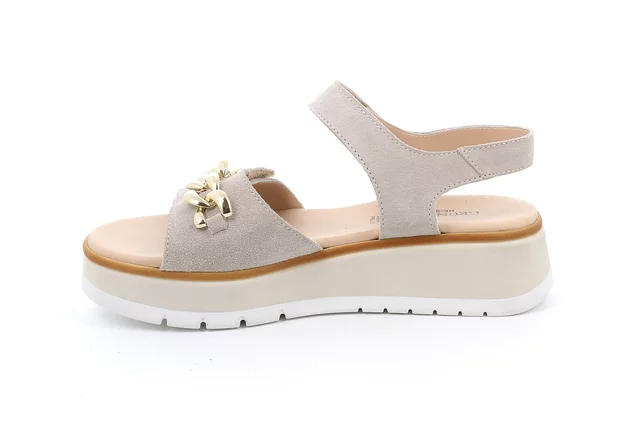 Sandalo con leggera zeppa | FASI SA1904 - BEIGE-PLATINO | Grünland