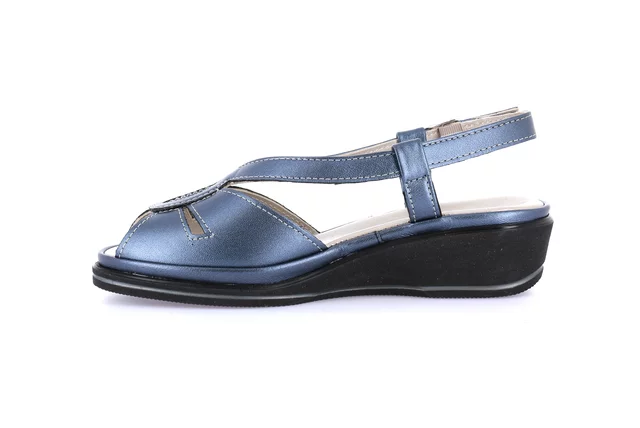 Comfort sandal in leather | ELOI SA1950 - BLUE | Grünland