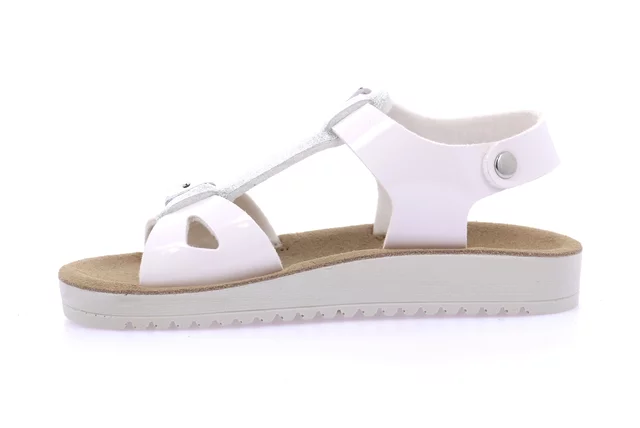 Sandalo doppia fibbia con T-Bar SA2051 - BIANCO | Grünland Junior