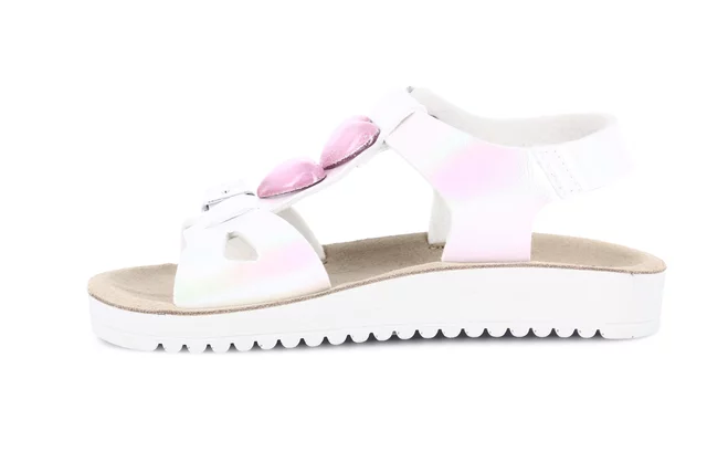 Sandale mit T-Bar und Herzen  | GRIS SA2057 - IRIDESCENTE | Grünland Junior