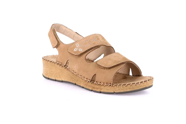 Comfort sandal with handmade stitching | PALO SA2170 - TAUPE | Grünland