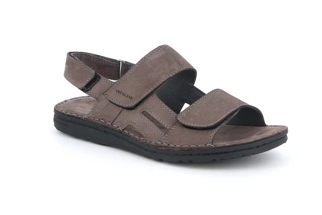 Men's sandal with soft footbed | LAPO  SA2616 - PIOMBO | Grünland