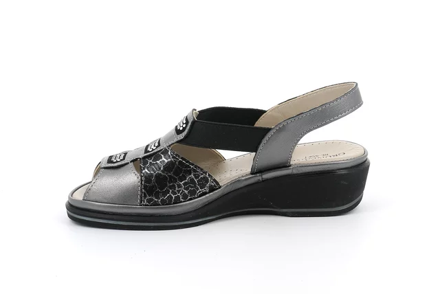 Komfort-Sandale aus Leder | ELOI SA2846 - ASFALTO | Grünland