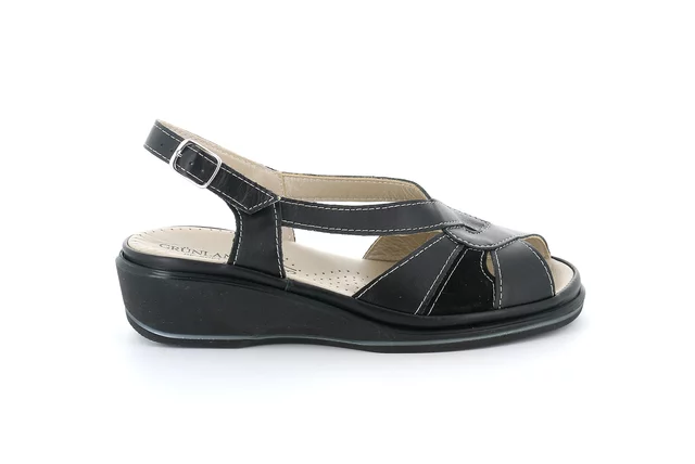 Comfort sandal in leather | ELOI SA2848 - BLACK | Grünland