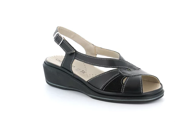 Komfort-Sandale aus Leder | ELOI SA2848 - SCHWARZ | Grünland