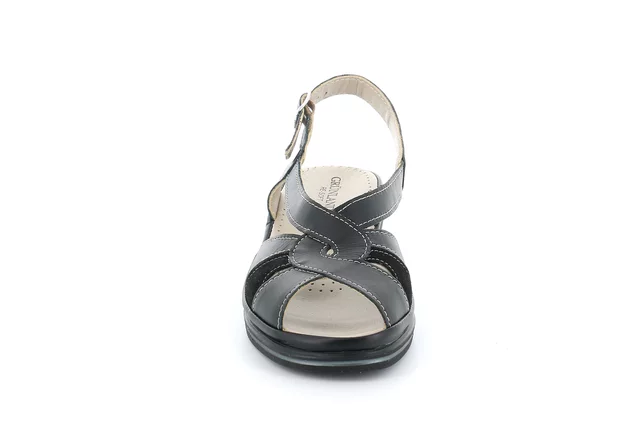 Komfort-Sandale aus Leder | ELOI SA2848 - SCHWARZ | Grünland