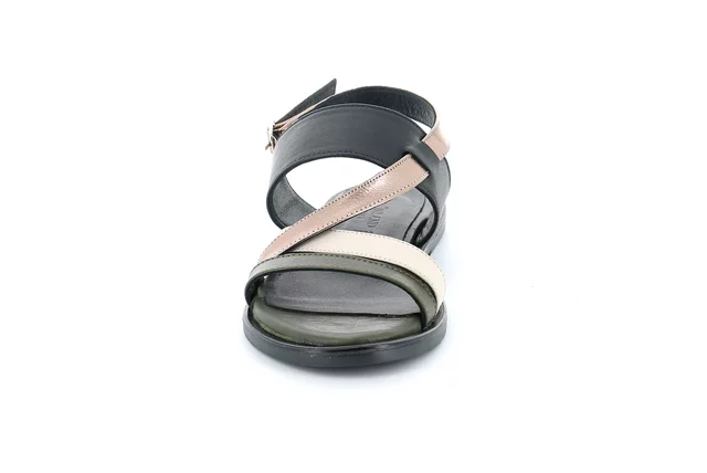 Sandal in leather | FANE SA2857 - NERO-MULTI | Grünland