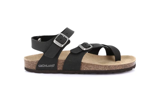 Flip-flop cork sandal | SARA  SB0004 - BLACK | Grünland