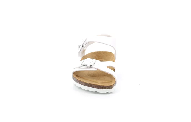 Sandalo a doppia fibbia in sughero | LUCE SB0018 - BIANCO | Grünland Junior