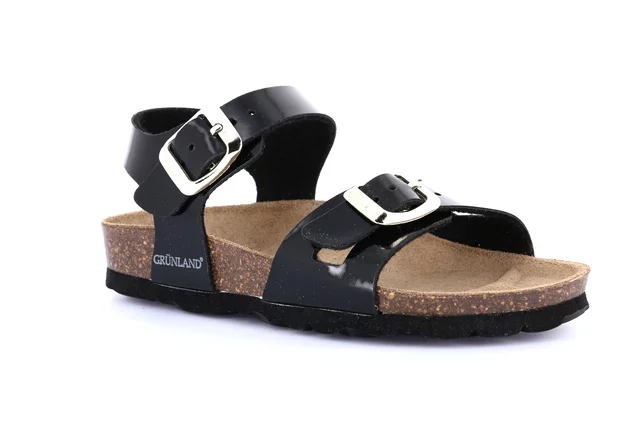 Double buckle cork sandal | LUCE SB0018 - black