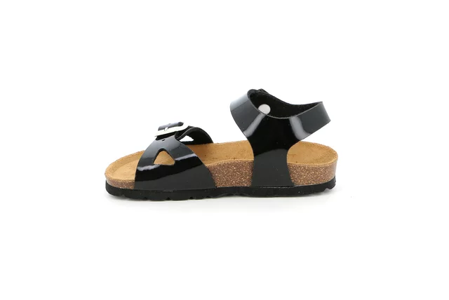 Double buckle cork sandal | LUCE SB0018 - BLACK | Grünland Junior