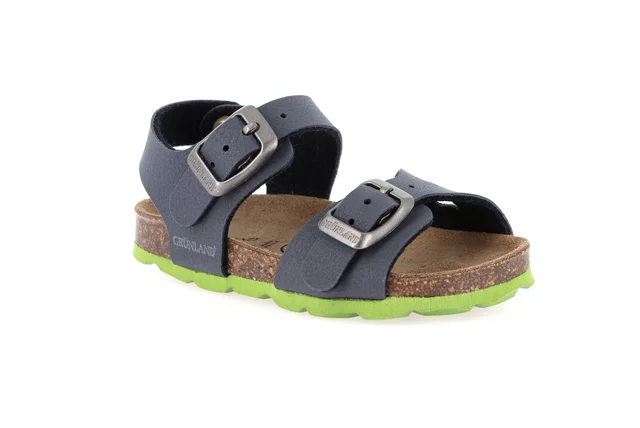 Sandal with two buckles for children | ARIA SB0025 - blu lime