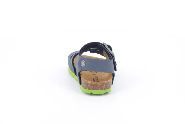 Sandal with two buckles for children | ARIA SB0025 - BLU-LIME | Grünland Junior