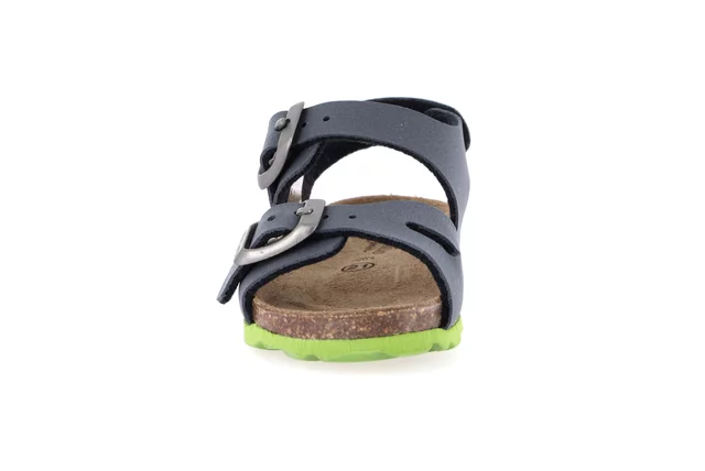 Sandal with two buckles for children | ARIA SB0025 - BLU-LIME | Grünland Junior