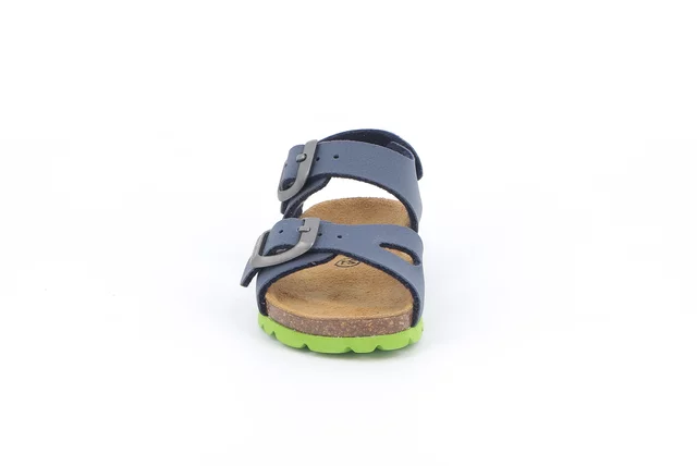 Sandal with two buckles for children | ARIA SB0025 - BLU-LIME | Grünland Junior