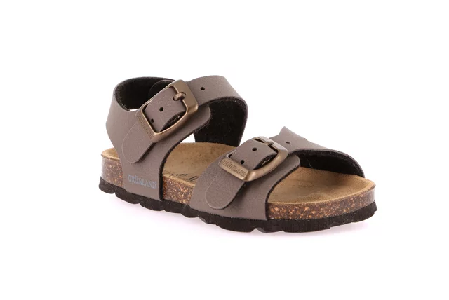 Sandal with two buckles for children | ARIA SB0025 - testa di moro