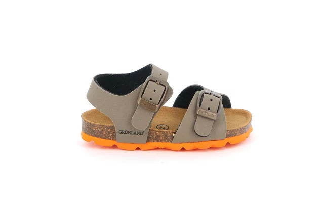 Sandalo due fibbie da bambino | ARIA SB0025 - TORTORA-ARANCIO | Grünland Junior