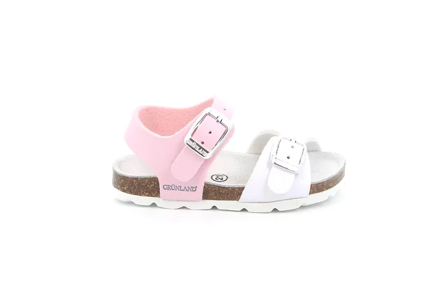 Sandal with recycled material | ARIA  SB0027 - BIANCO-ROSA | Grünland Junior