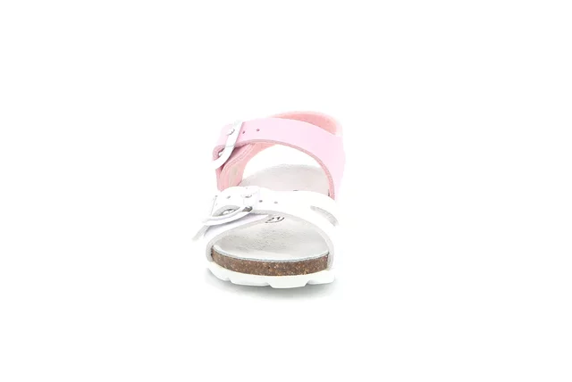 Sandale aus recyceltem Material | ARIA SB0027 - BIANCO-ROSA | Grünland Junior