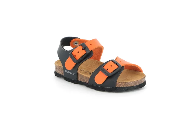 Sandalo in materiale riciclato | ARIA SB0027 - NERO-ARANCIO | Grünland Junior