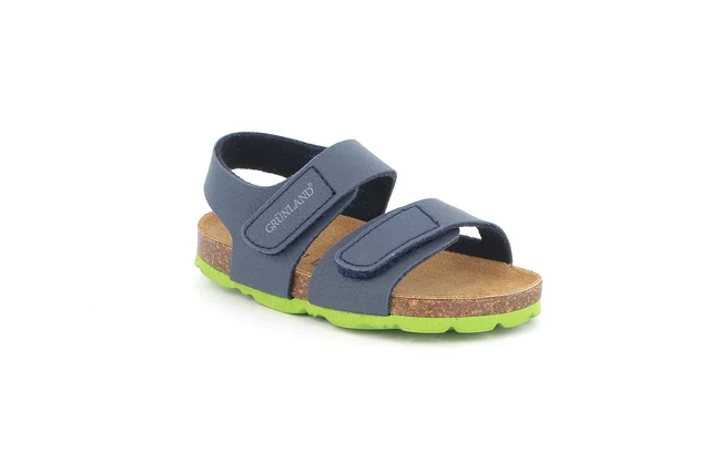 Sandalo da bambino con doppia chiusura strappo | ARIA SB0094 - BLU-LIME | Grünland Junior