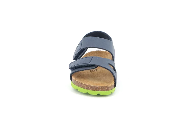 Sandalo da bambino con doppia chiusura strappo | ARIA SB0094 - BLU-LIME | Grünland Junior