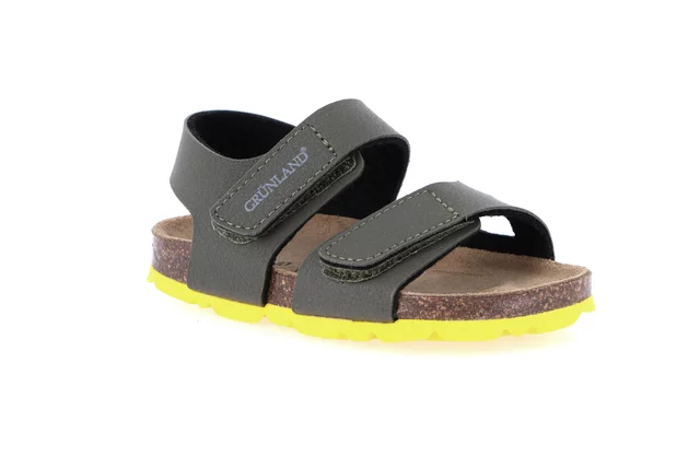 Child sandal with double tear closure | ARIA SB0094 - OLIVA-GIALLO | Grünland Junior