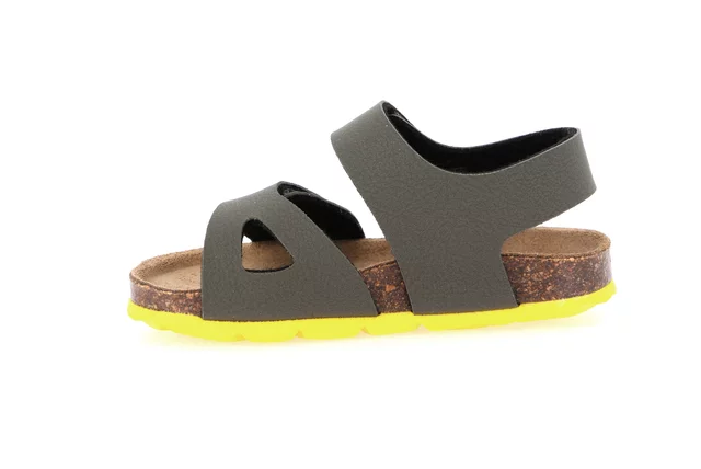 Child sandal with double tear closure | ARIA SB0094 - OLIVA-GIALLO | Grünland Junior