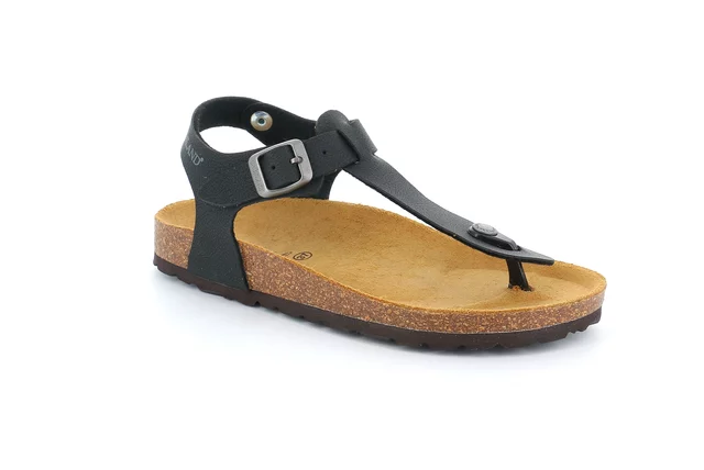 Cork sandal with buckle | SARA SB0215 - BLACK | Grünland