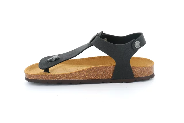 Cork sandal with buckle | SARA SB0215 - BLACK | Grünland