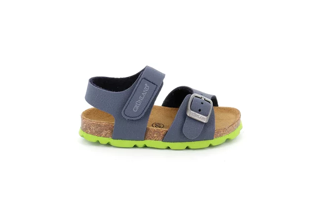 Sandale mit Klett- und Schnallenverschluss | ARIA SB0231 - BLU-LIME | Grünland Junior