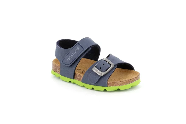 Sandal with tear closure and Buckle | ARIA SB0231 - blu lime