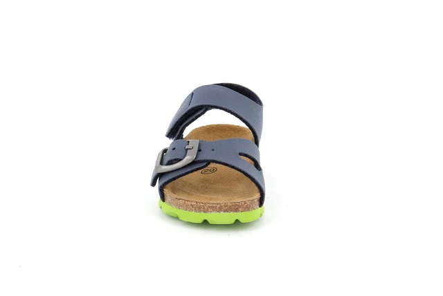 Sandale mit Klett- und Schnallenverschluss | ARIA SB0231 - BLU-LIME | Grünland Junior