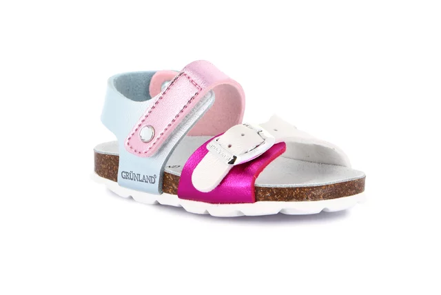 Children's cork in sandal | ARIA SB0389 - fuxia multi