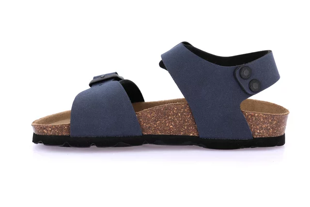 Double buckle sandal in eco-suede SB0635 - BLUE | Grünland Junior