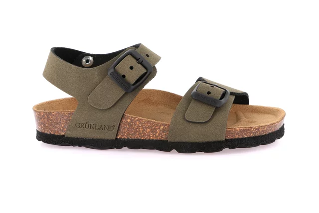 Sandalo doppia fibbia in eco-suede SB0635 - OLIVA | Grünland Junior