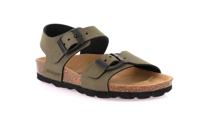 Sandalo doppia fibbia in eco-suede SB0635 - oliva