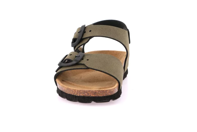 Sandalo doppia fibbia in eco-suede SB0635 - OLIVA | Grünland Junior