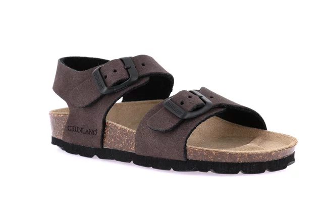 Sandalo doppia fibbia in eco-suede SB0635 - TESTA DI MORO | Grünland Junior