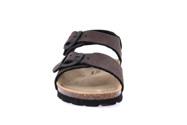 Sandalo doppia fibbia in eco-suede SB0635 - TESTA DI MORO | Grünland Junior