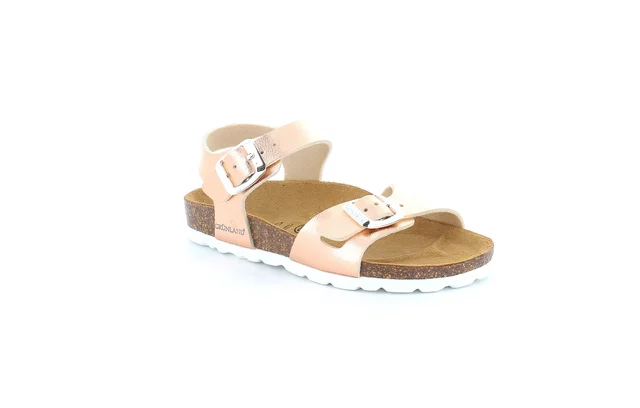 Pearly cork sandal with double buckle | LUCE SB0646 - cipria