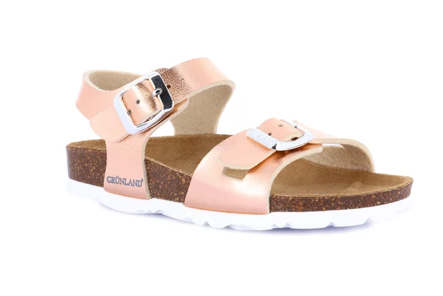 Pearly cork sandal with double buckle | LUCE SB0646 - cipria