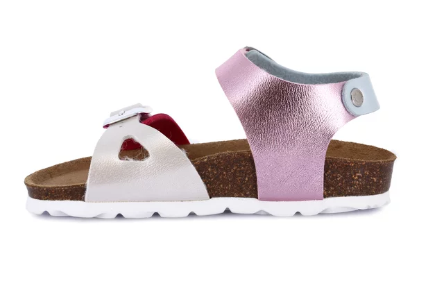 Pearly cork sandal with double buckle | LUCE SB0646 - FUXIA-MULTI | Grünland Junior