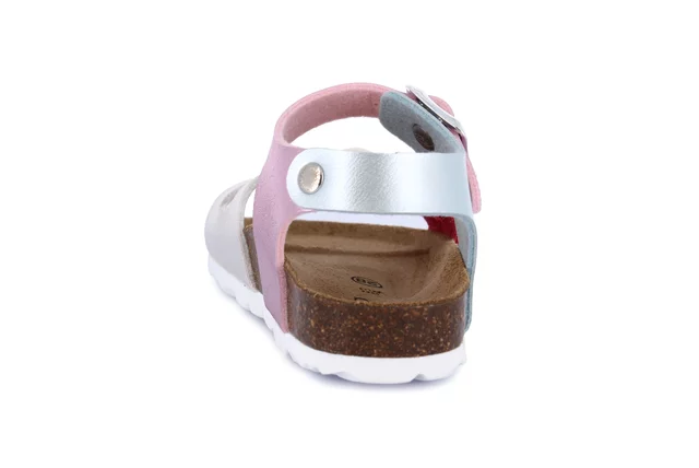 Pearly cork sandal with double buckle | LUCE SB0646 - FUXIA-MULTI | Grünland Junior