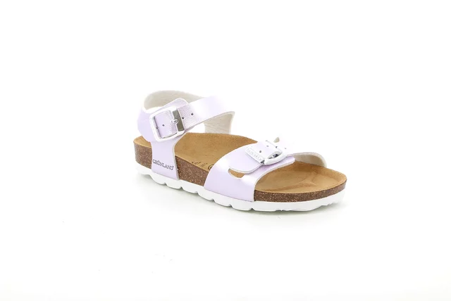 Pearly cork sandal with double buckle | LUCE SB0646 - glicine