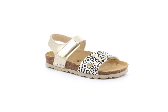 Sandal with tear and animalier pattern SB0756 - platino multi