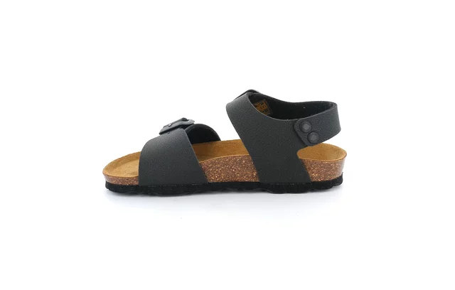 Sandalo in sughero con doppia fibbia SB0901 - NERO | Grünland Junior
