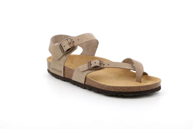 Women's flip-flop sandal in leather | SARA SB0917 - kaki