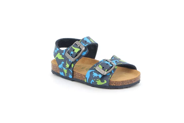 First steps sandal with dinosaur print | AFRE SB0940 - blu multi