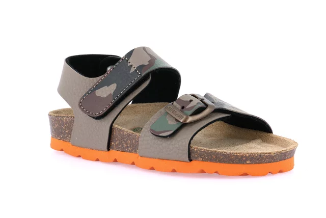 Camouflage sandal with hook-and-loop for kids SB1123 - kaki militare